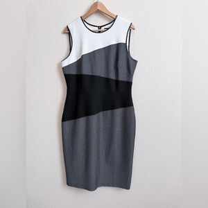 White House Black Market Black and Gray Midi Dress